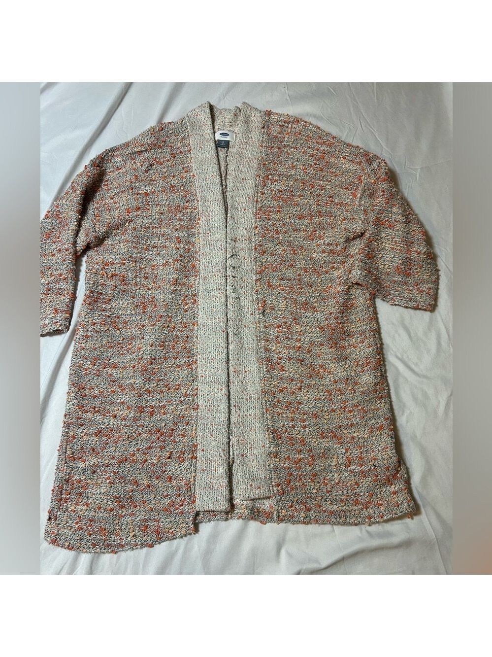 Old Navy Open Front Knit Cardigan Multicolor Marled Knit Spring 3/4 Sleeve Large